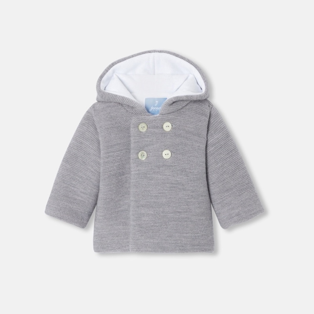 Jacadi Baby knitted burnous jacket in light heather grey
